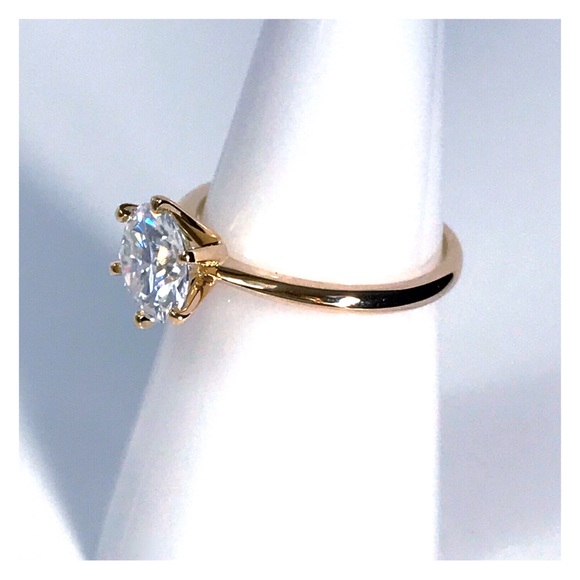 14KT 2 CARAT GENUINE MOISSANITE SOLID YELLOW GOLD SOLITAIRE RING NWOT - Picture 2 of 13